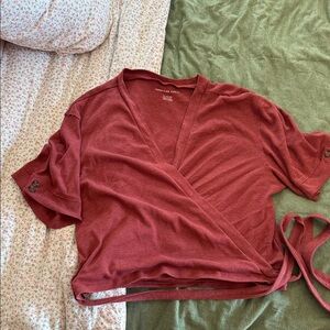 American Eagle Outfitters Maroon Wrap Blouse